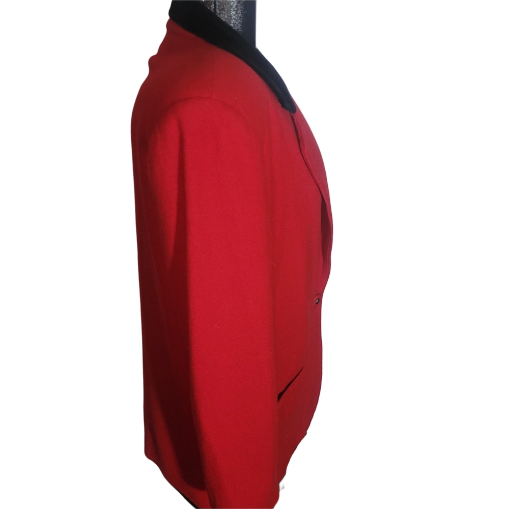 Sag Harbor Vintage 90's Red 100% Pure Wool Blazer with Black Collar Size 12 - Picture 4 of 7